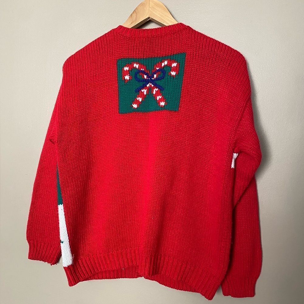 KAREN SCOTT vintage 90s knit Christmas cardigan holiday sweater cute granny L - Picture 9 of 16